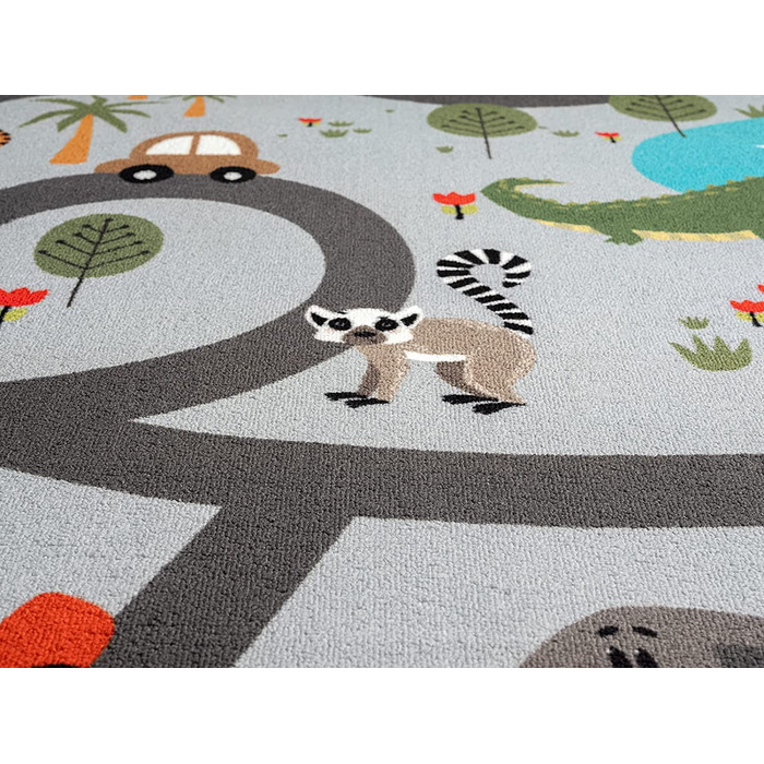 Дитячий килим Happy Life, дитячий килим, килимок для ігор, що миється, вуличний килим, вуличний килим, джунглі, тварини, автомобіль, гр