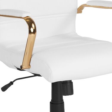 Офісний крісло Flash Furniture - крісло для шефа, біле шкіряне, з червоно-золотим каркасом, 61 x 58,5 x 103,5 см