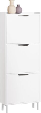 Взуттєва шафа SoBuy вузька з 3 дверцятами, компактна, біла, 50x129x19 см (FSR151-H-W)