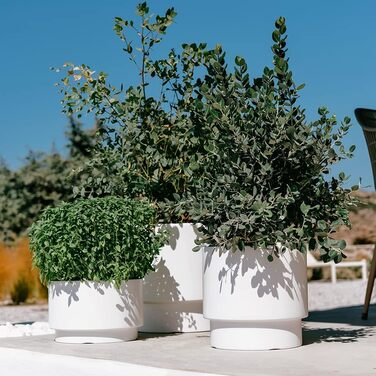 Пластиковий горщик для квітів Tymar з вкладишем, великий (Антрацит DBHER, діаметр 30 см)