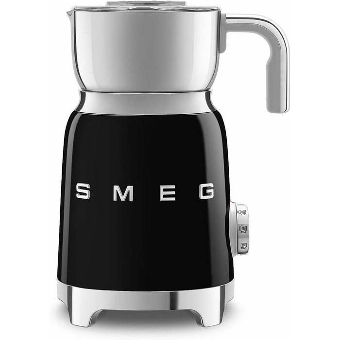 Пінсуватель молока Smeg MFF11BLEU, мультифункціональний, індукційна система, 6 програм, ручна функція, скляна колба 600 мл, мірна кришка, вбудований переливач, 500W, чорний