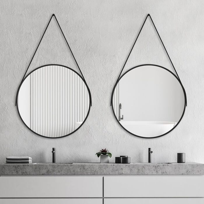 Дзеркало Boromal Spiegel Schwarz 100x60 см прямокутне з металевим каркасом. Чорний настінний дзеркало для ванної кімнати, туалетного приміщення, спальні.