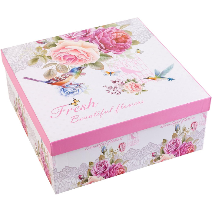 Комплект чашок для кави London Boutique K414: 4 шт., 330 мл, рожевий, стиль Vintage/Retro, флора, подарунок