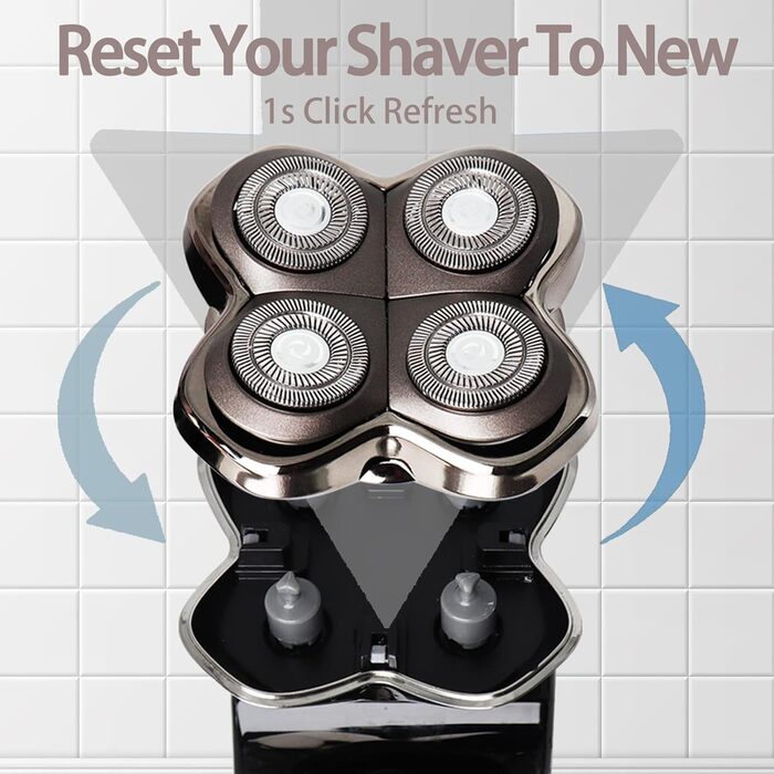 Змінні голівільні бритви (4 голови) для електричного гоління обличчя та тіла, сумісні з Pitbull Skull Shaver та Butterfly Kiss Pro, сірі