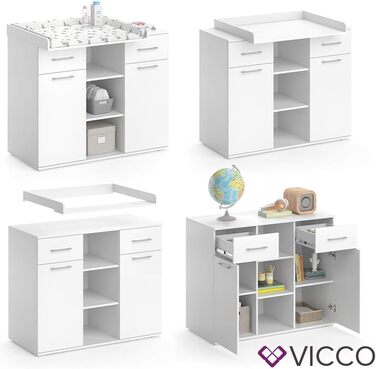 Комод-гойдалка Vicco Leonie з люлькою, білий, 113 x 100 см