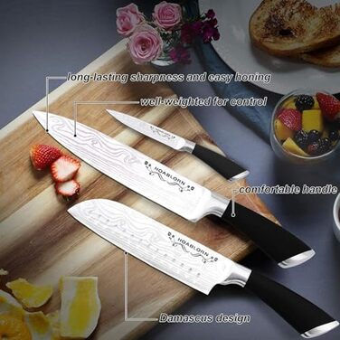 Набір кухонних ножів Chefhoablorn 15-TLG: професійний набір з нержавіючої сталі, 7 шт. (блок ножів)