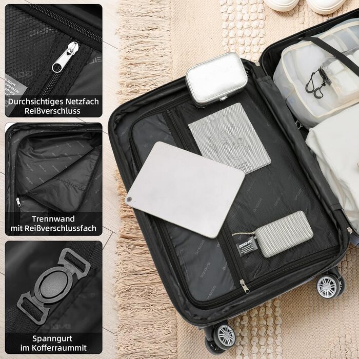 Набір валіз Beibye з жорстким корпусом (Турквіс) - валіза-тролі, валіза для подорожей, набір валіз