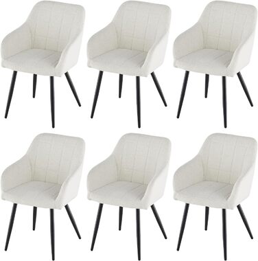 Крісла для їдальні CLIPOP з підлокітниками, штучна шкіра, для кухні, вітальні (набір 6 шт., Boucl&eacute; Небесно-білий)