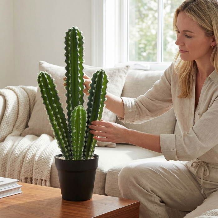 Штучна кактусна рослина, 53 см. Реалістична декоративна рослина в горщику для дому та офісу.