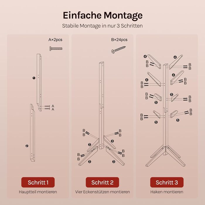 Вільхува Kleiderständer - дерев'яний вішак для одягу з 8 гачками, 180 см (білий)