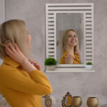 Дзеркало для ванної кімнати Relaxdays з поличкою у вінтажному білому кольорі