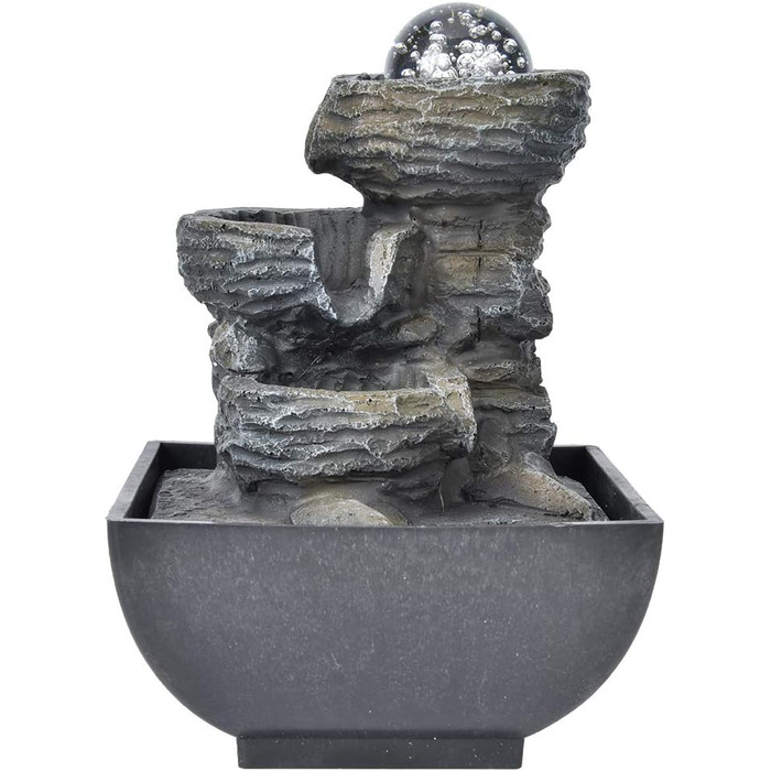 Кімнатний фонтан Ejoyous з підсвічуванням: фонтан для дому, водяний фонтан, декор для вітальні, зволожувач повітря, для медитації та релаксації, EU-штекер 220V