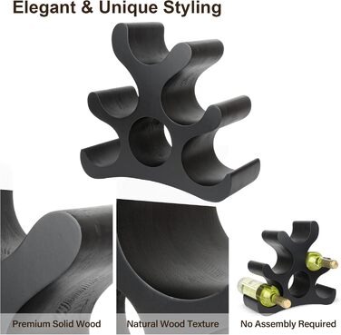 Стелаж для вина на 6 пляшок, чорного кольору, для шафи, підсобки, бару, кухні