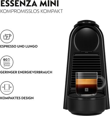 Кавомашина Nespresso DeLonghi Essenza Mini EN85.R чорного кольору