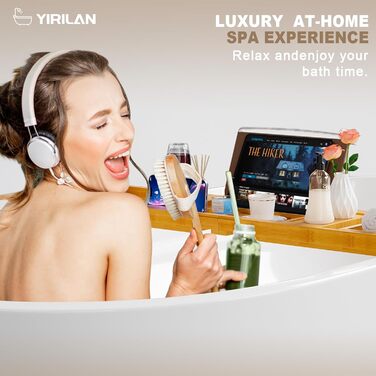 Підставка для ванни Yirilan, висувна, бамбукова, для 1-2 осіб, з тканиною, дерев'яна, розширювана