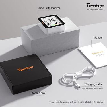 Temtop C10-2ND: Монітор CO2 з Bluetooth, вимірювання температури та вологості, з App, для дому та офісу
