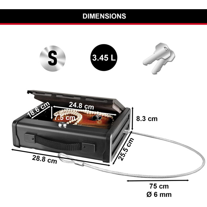 Сейф MASTER LOCK Kompakt P005CEURBLKHRO з комбінацією та кабелем (середній) для документів, прикрас та гаджетів