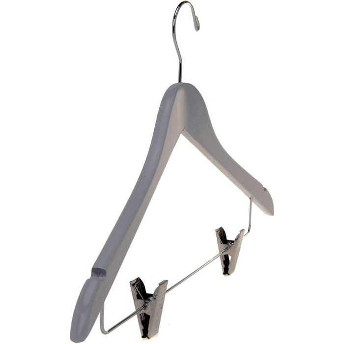 Дерев'яні вішалки для одягу з кліпсами, міцне дерево, вішалка для штанів, регульовані металеві кліпси, поворотний гачок, для пальто, жакети, блузи, костюми (сірий, 20 шт.)