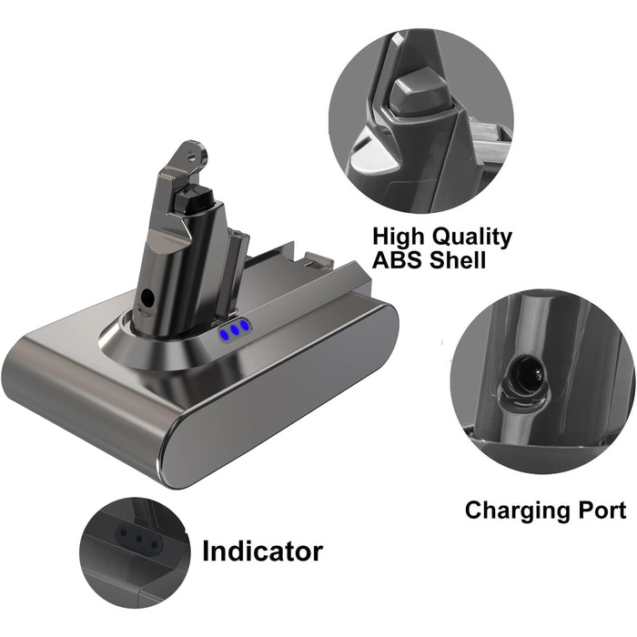 Змінна батарея BTMKS 21,6 В 3 Ач для ручного пилососа Dyson V6 DC58-DC74 SV03-SV09