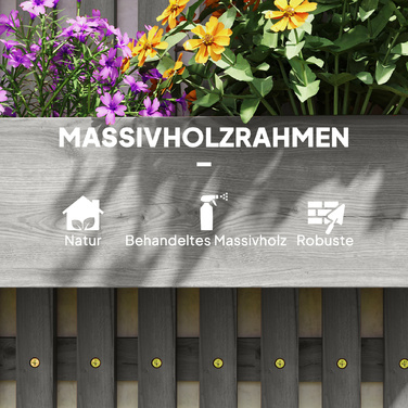 Набір квіткових ящиків для кріплення на стіну, з можливістю вільного розміщення, масивна деревина, 60 x 16 x 80 см