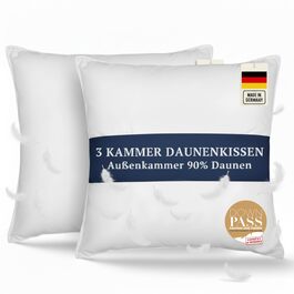 Подушка з гусячого пуху та пера, 80x80 см, Made in Germany | 2 шт. | Ергономічна, для алергіків, кучерява та м'яка