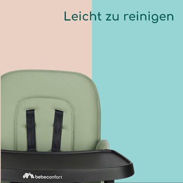 Дитячий стільчик Bebeconfort Lily, 6 місяців – 3 роки, до 15 кг, компактний, легкий (4 кг), легко миється, м'яке сидіння, складаний однією рукою, колір Mineral Green