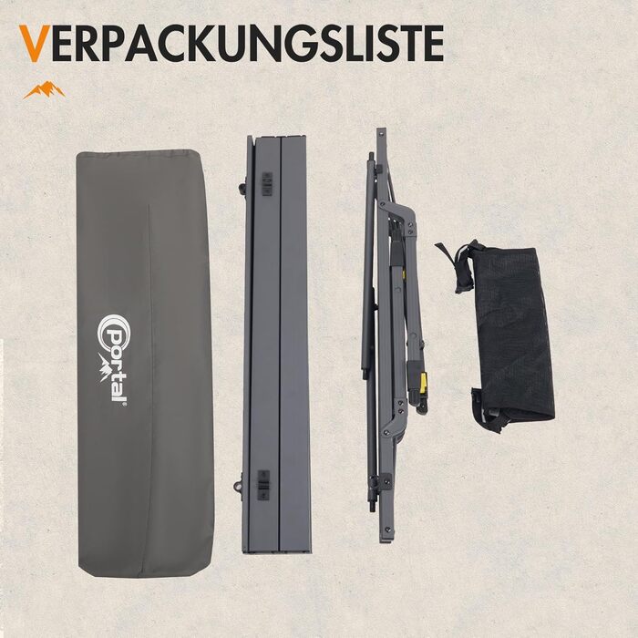 Складаний кемпінговий стіл Portal з регулюванням висоти, алюмінієвий, 90 x 53 см, сірий