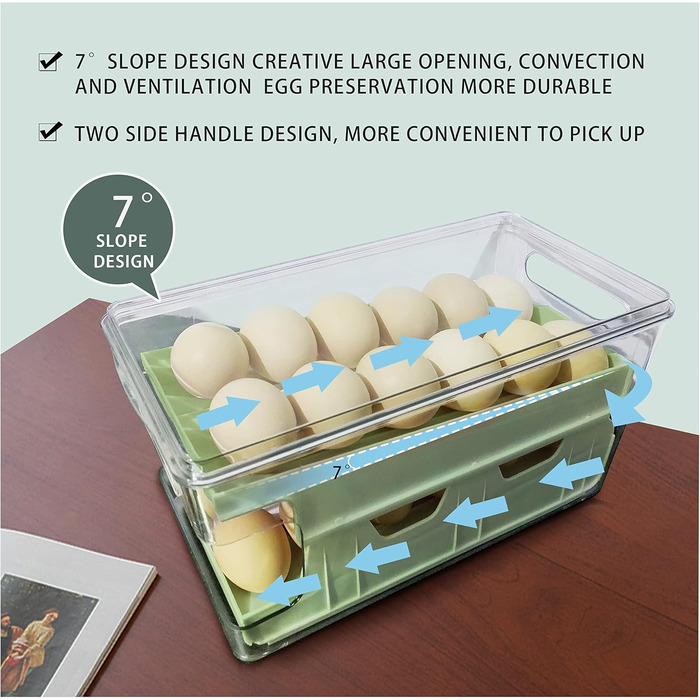 Організатор для яєць Virmate, 24 ячейки, зелений, для холодильника