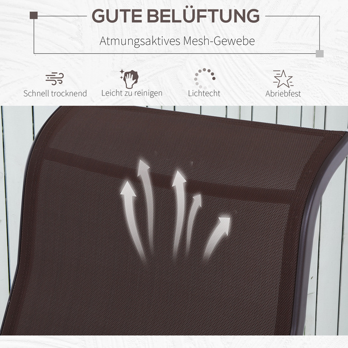 Крісло-гойдалка для саду, садове крісло, крісло для відпочинку, садова гойдалка, металеве крісло-гойдалка для саду, тераси, балкону, з Textilene, коричневе, 60 x 78 x 105 см