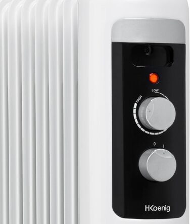 Масляний радіатор, 3 рівні потужності, електричний радіатор, низьке енергоспоживання, автоматичне вимкнення, регульований термостат, мобільний радіатор білий, (2000 Вт), 110
