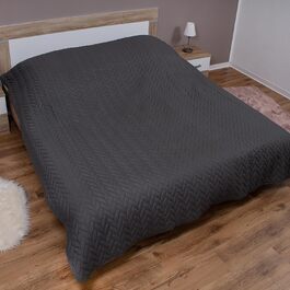 Високоякісне односпальне покривало для ліжка з м'якою підкладкою та стьобаним диваном 220x240 см Антрацит