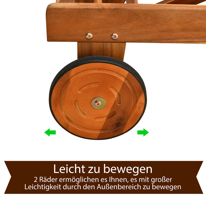 Шезлонг для відпочинку садовий, регульований, з акації, текстиль, натуральний + білий, 198 x 55 x 30-88,5 см