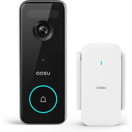 Бездротова відеодзвінок AOSU з камерою, HD 5MP, WiFi 2.4GHz, детектор руху, без щомісячної плати, 180 днів роботи від акумулятора