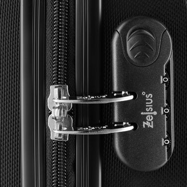 Набір валіз Zelsius 4 шт., чорний | ABS валізи з кодовим замком, 4 колеса та внутрішній роздільник | Набір валіз 4 шт., тріумф, велика валіза, набір багажу, ручна валіза чорна 4 шт.