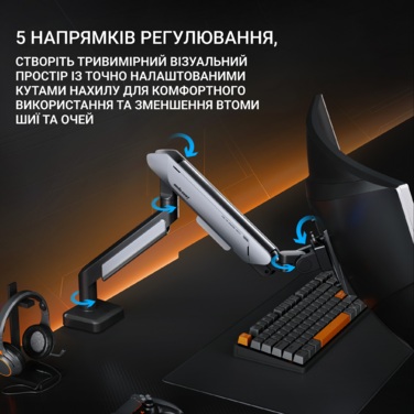 Настільне кріплення для монітора Anda Seat Stealth PRO II 17’’-42’’ Titanium