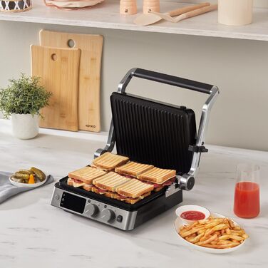 Тостер-контактний гриль Karaca Toastmaster 3 в 1, чорний, для 4-х тостів, з антипригарним покриттям