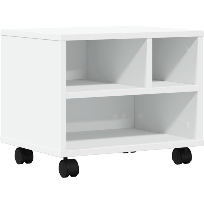 Підставка для принтера на колесах з місцем для зберігання, біла, з ДСП, для офісу та робочого кабінету
