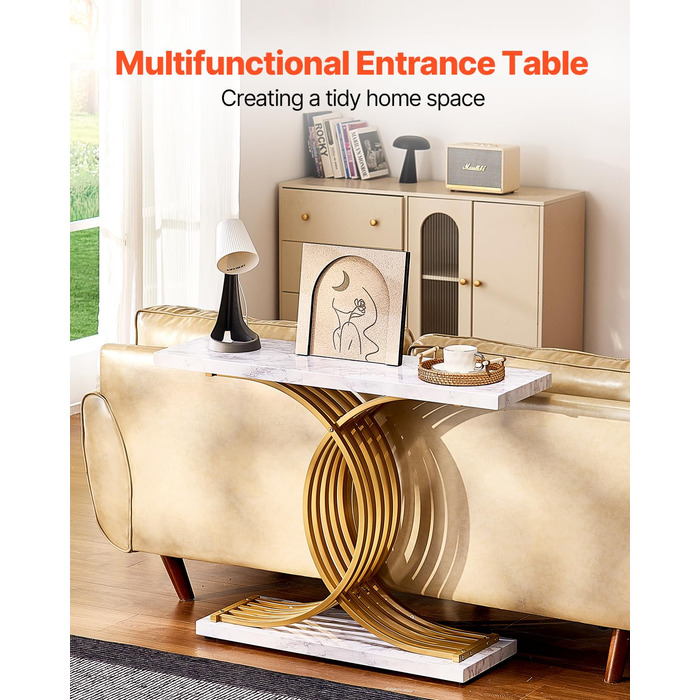 Вхідний консольний столик VEVOR 100 см - вузький, міцний, з металевим каркасом. Ідеально для передпокою, вітальні, спальні. Витримує до 49,9 кг.