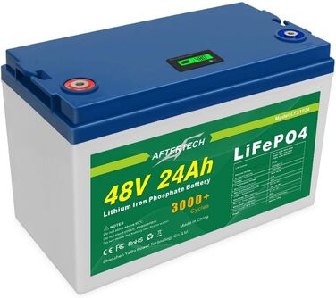 Літій-залізо-фосфатна батарея AFTERTECH 48V 24Ah Lifepo4, акумуляторна, 3000 циклів, 51,2 В 1228 Втгод