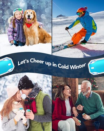 Електричні грілки для рук PHEJIE 2 шт. з 3 режимами нагріву, портативні, для активного відпочинку, кемпінгу, гольфу, подарунок для жінок та чоловіків (синьо-білі)