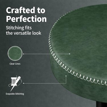 Набір з 2 барних стільців з мікрофібри, обертаються на 360°, витримують до 150 кг, зелені