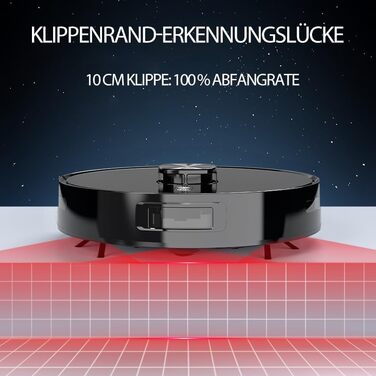 Робот-пилосос Oryzom Saugroboter V8 Pro: повний цикл прибирання, функція миття підлоги, керування через додаток, потужність 3000Pa, чорний