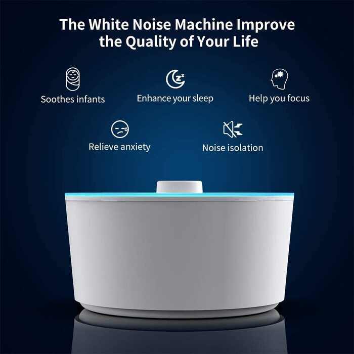 Генератор білого шуму, засіб для засипання RENPHO, білий шум для кращого сну з 29 заспокійливими звуками і нічним освітленням