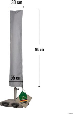 Чохол для парасольки круглий/кутовий сірий, Oxford 600D, водонепроникний, UV-стійкий, до 450см (діаметр) / 320x320см (кути)