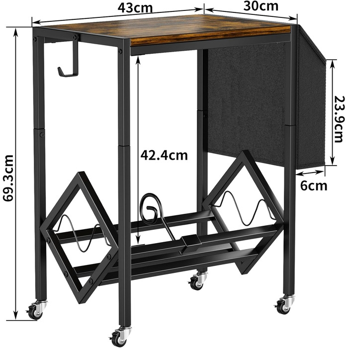 Стійка для зберігання вінілових платівок EKNITEY - 80 платівок, ретро, сталь та дерево, з мішком для організації, для програвачів