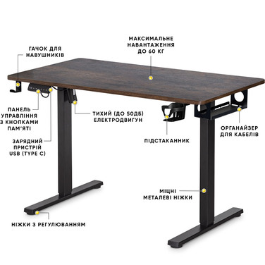 Стіл Mealux PowerDesk Lite Antique з електрорегулюванням висоти (арт. EVO-201 Lite Antique/B)