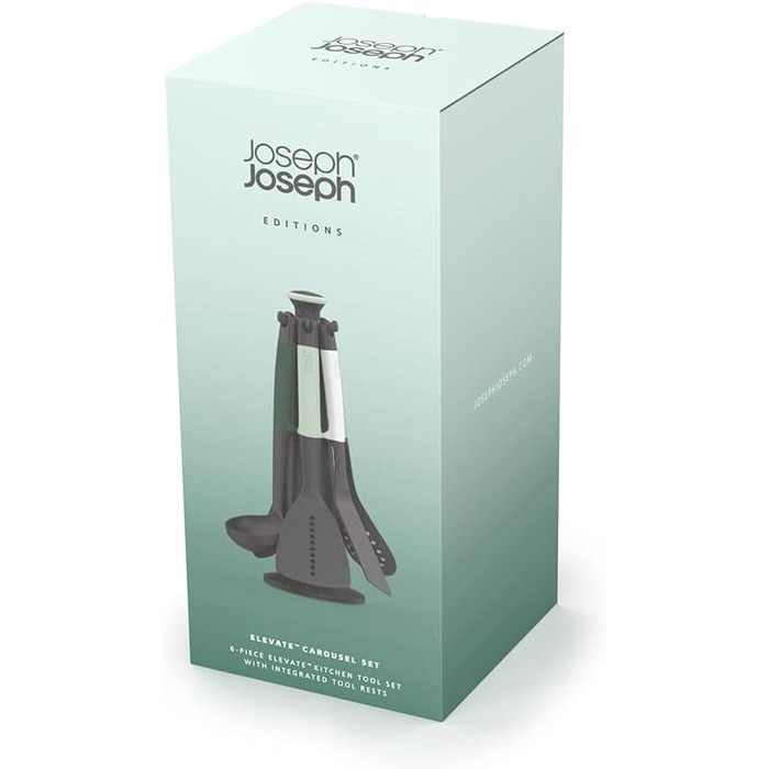 Набір кухонних помічників Joseph Joseph Elevate, 6 предметів з поворотним підставкою, ергономічні силіконові ручки, антипригарне покриття (Блок, Зелений)