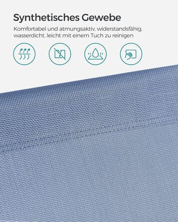 Лежак для відпочинку SONGMICS, розкладний, 193 x 53 x 29 см, до 150 кг, з підголовником, регульована спинка, для саду, басейну, тераси (Блакитний)