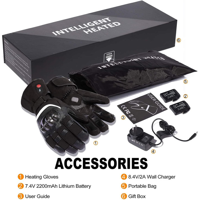 Обогріваючі рукавички SAVIOR HEAT для чоловіків та жінок, рукавички для зимового катання на лижах та ковзанах, рукавички для артриту, акумулятор 7.4V 2200mAh, USB-зарядка, чорний (XL)