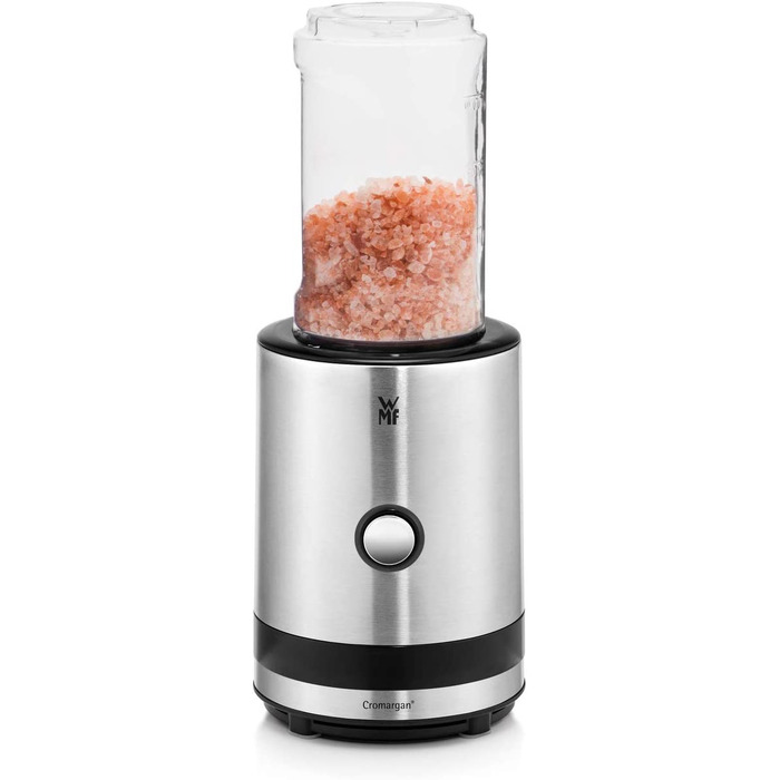 Блендер WMF Kult X Mix & Go Mini - електричний шейкер з пляшкою 600 мл, срібно-чорний, комплект аксесуарів 3 шт.